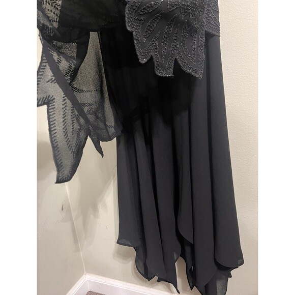 Vintage Studio 80’s Beaded 2 Layers Black Formal Maxi Goth Whimsical Dress Sz M - Picture 3 of 8